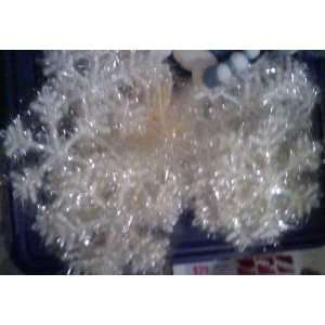 Snowflake Decorations   Set of 5   White feathery sparkly material 