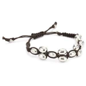  Shashi White Gold Plated and Brown Cord Coconut Bracelet 