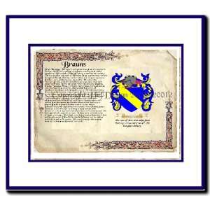  Brauns Coat of Arms/ Family History Wood Framed
