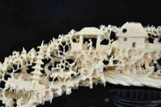 You are bidding on a nice Chinese Carved Ox Bone Bridge With Wooden 