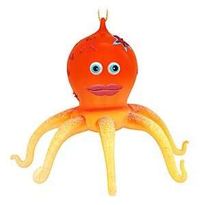  Orange Octopus Glass Ornament