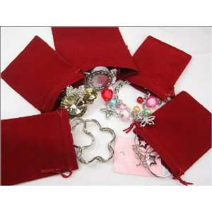  Wholesale Lot of 100 Burgundy Velvet Pouches with 