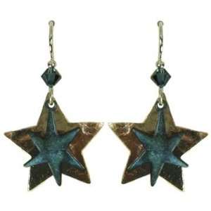 Jody Coyote Silver Blue Gray Star Earrings SMB388
