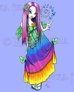 Rainbow Hippie Butterfly Fairy Art Signed PRINT Chloe  
