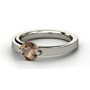  Pinch Ring, Round Smoky Quartz Sterling Silver Ring 