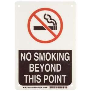   120 Fiberglass, Red and Black on White Sign, Legend No Smoking Beyond