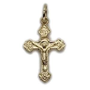   Small Crucifix Pendant in a Budded Design Jewelry Crucifix Pendants