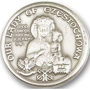    Antique Silver Our Lady of Czestochowa Visor Clip 
