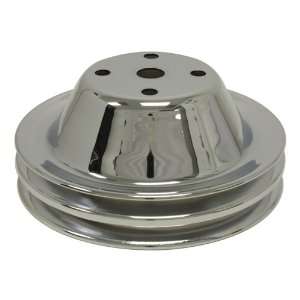  CHEVY SMALL BLOCK CHROME STEEL WATER PUMP PULLEY   LONG (2 