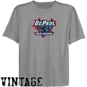 NCAA DePaul Blue Demons Youth Ash Distressed Logo Vintage T shirt 