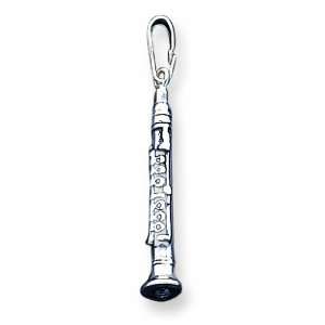  Sterling Silver Antiqued Clarinet Charm Jewelry
