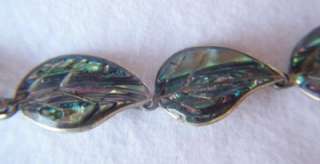 BEAUTIFUL~VINTAGE~MEXICO~SJB~STERLING SILVER~ABALONE SHELL~LEAF 