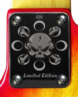 Neck Plate Chrome 4 Fender Strat Tele Guitar Skull Ltd.   FREE 