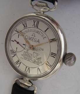 Early Railroad Chronometre OMEGA Swiss Silver Wrist Perfect   Rare 