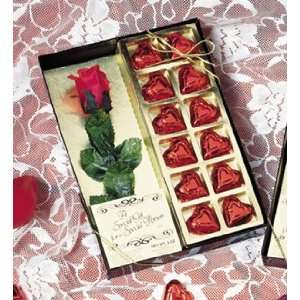 Satin Red Rose with Chocolate Hearts  Grocery & Gourmet 