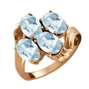   Ct Oval Sky Blue Aquamarine Gold Plated Sterling Silver Ring Jewelry