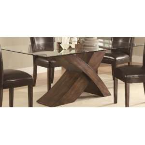  Nessa Large Scaled X Base Dining Table With Glass Top 