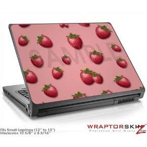  Small Laptop Skin Strawberries on Pink Electronics