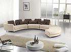 Modern Round Beige Fabric Sectional Sofa with Dark Brow