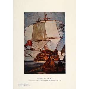  1908 Print Sailing Ship Sails Mast Rowboat E. A. Cox 