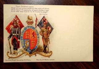   CANADIAN ARTILLERY & NEW SOUTH WALES LANCER UK Simkin Postcard 1900