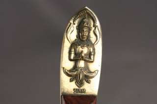 Vintage Thailand Siam Brass Teak Flatware Knives Forks  