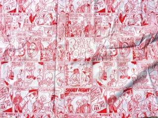 Vintage Red & White Tablecloth Linen Comic Book Style Design 76 x 45 