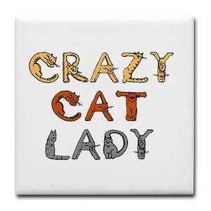 Crazy Cat Lady Pets Tile Coaster by   Kitchen 