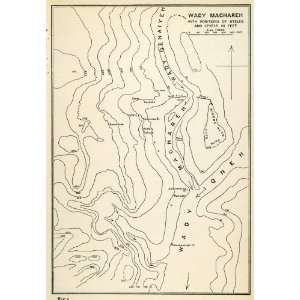 1906 Print Wady Maghareh Map Topographical Sinai Peninsula Mining 