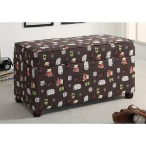 com The Simple Stores Roadtrip Themed Brown Upholstered Storage Bench 