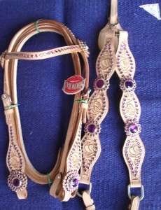 SHOWMAN LITE oil LEATHER WESTERN HEADSTALL Breastplate SHOW TACK 