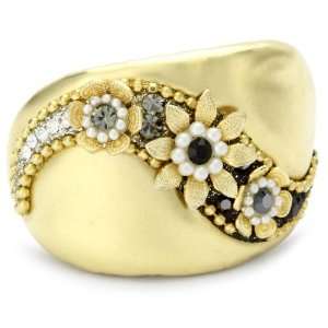   Schatzman Gold Over Sterling Silver Flower Wave Ring, Size 8 Jewelry