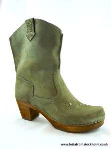 Sanita Lee Ann Cowboy Style Clog Boots in Grey/Green  