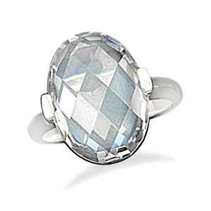  Bold Colorless Clear Oval Cubic Zirconia Sterling Silver 