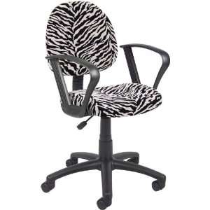  Boss Zebra Print Microfiber Deluxe Posture Chair W/ Loop 