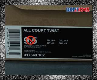 Product Name Nike All Court Twist White/White Club Purple US 8~11