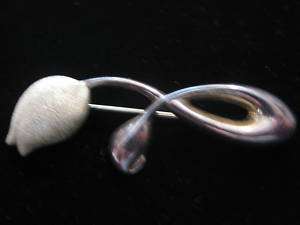 925 CNA Thailand Sterling Silver Rose Bud Pin NICE  