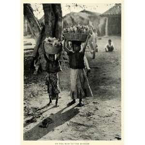  1922 Print Market Indian Girls Tehuantepec Maize Basket Burden 