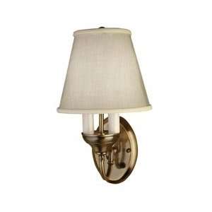  Sidewall Lights with Fabric Shades   Antique Brass 
