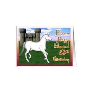  Magical 58th Birthday, Unicorn Castle Card Toys & Games