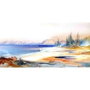   Thomas Moran   24 x 12 inches   The Yellowstone Lake with Hot Spring