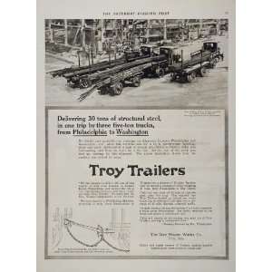  1918 Ad Troy Trailers Truck Downey Contracting Company 