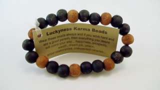 Luckyness Karma Beads Wooden Brown & Black Bracelet NWT  