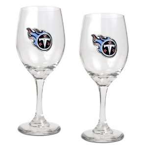 Tennessee Titans 2pc Wine Glass Set   Primary Logo  Sports 