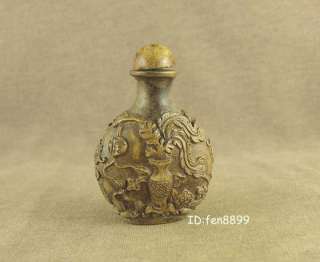 CARVED WITH VASE BOTANICAL CHINESE OLD STONE SNUFF BOTTLE  