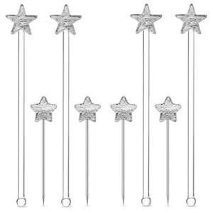  Shimmering Stars Pics & Stirrers   Set of 8 (Includes 4 