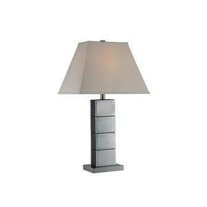 Lite Source Maeka 1 Light Table Lamp, Polished Steel/Leather Deco With 
