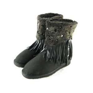   Kettle Black 100 Australian Sheepskin Fringe Fur Escalade Boots Size 7