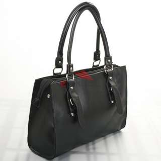   Zipper Tote Handbag PU Leather Shoulder Bag W/Interior Pouch  