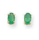 VINTAGE 14K YELLOW GOLD EMERALD EARRINGS 11 MM OVAL PC NR  